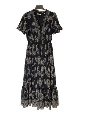 Women’s Black Floral Tiered Maxi Dress Size Large